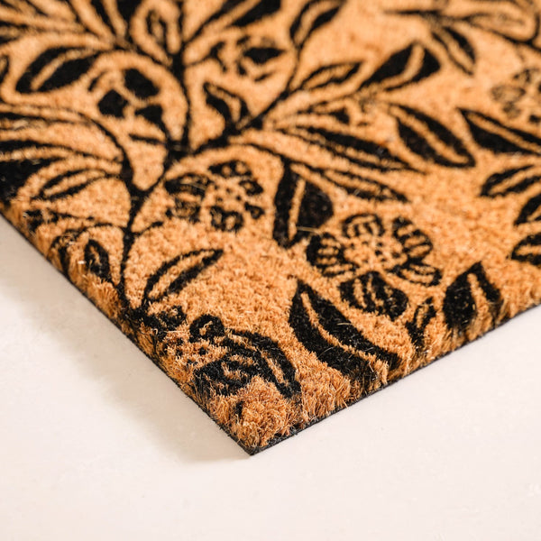 Black Magnolias Printed Coir Floor Mat 24x16 Inch