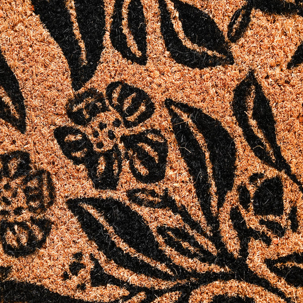 Black Magnolias Printed Coir Floor Mat 24x16 Inch