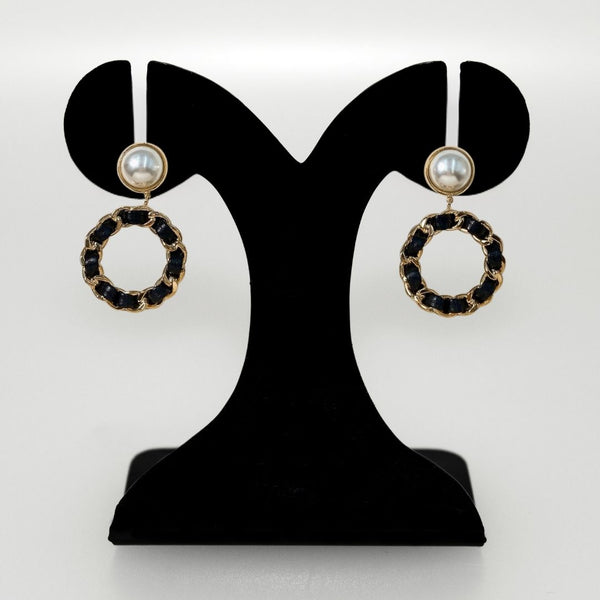 Black On Gold Dangling Earrings