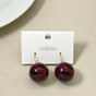 Black Patterned Maroon Bead Earrings