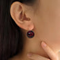 Black Patterned Maroon Bead Earrings