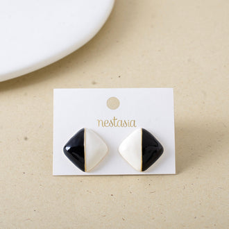 Black And White Square Studs