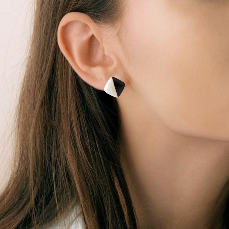 Black And White Square Studs