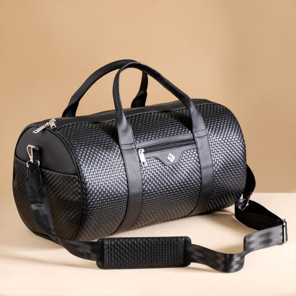 Embossed Sleek Black Duffle Bag