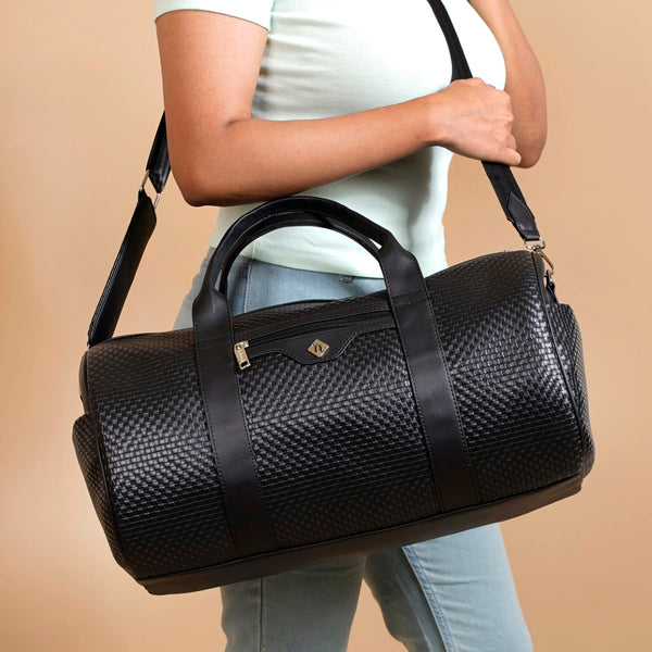 Embossed Sleek Black Duffle Bag