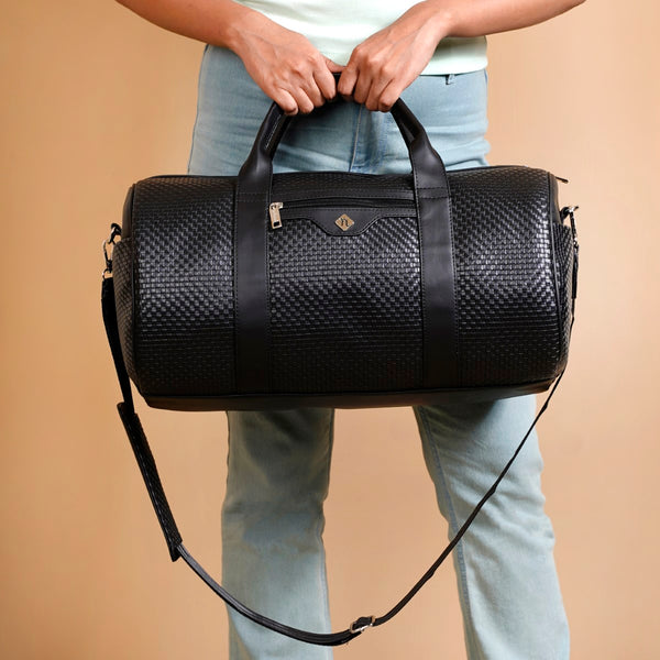 Embossed Sleek Black Duffle Bag