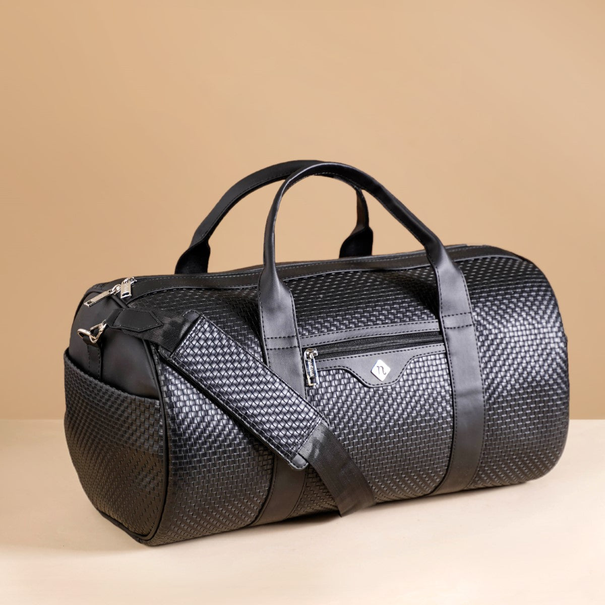 Embossed Sleek Black Duffle Bag Online Premium Duffel Bag Nestasia