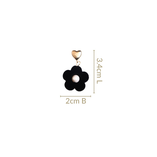 Black Flower Pearl Danglers