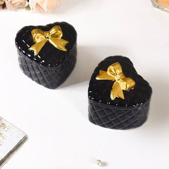 Ceramic Storage Box Set Of 2 Black