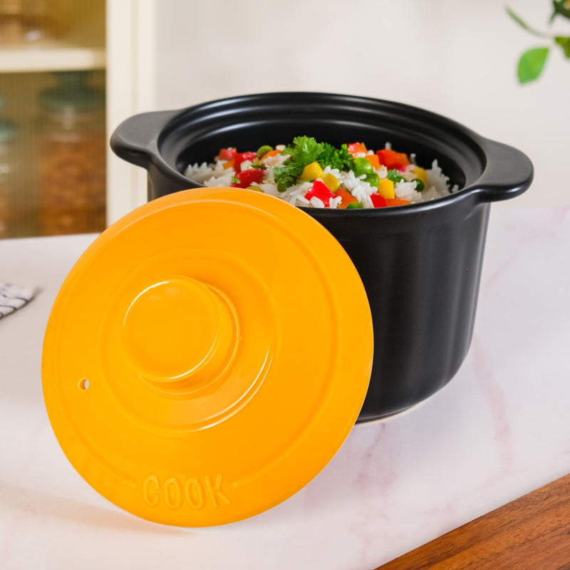 Black Cookpot With Yellow Dome Lid 5500ml
