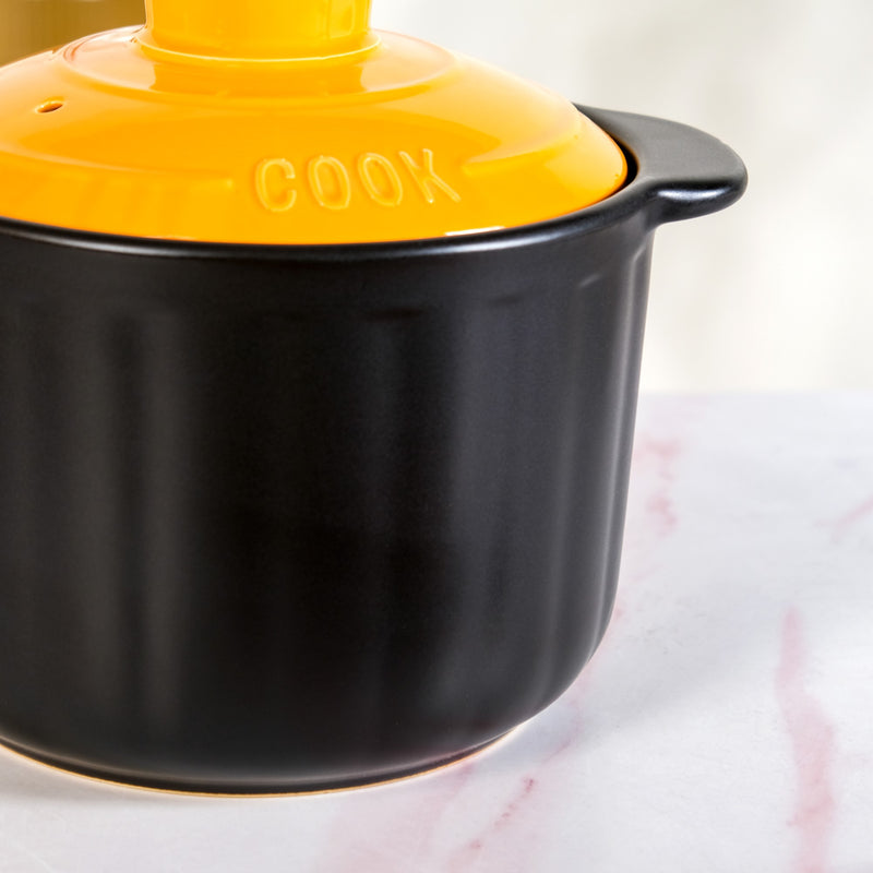 Black Cookpot With Yellow Dome Lid 5500ml