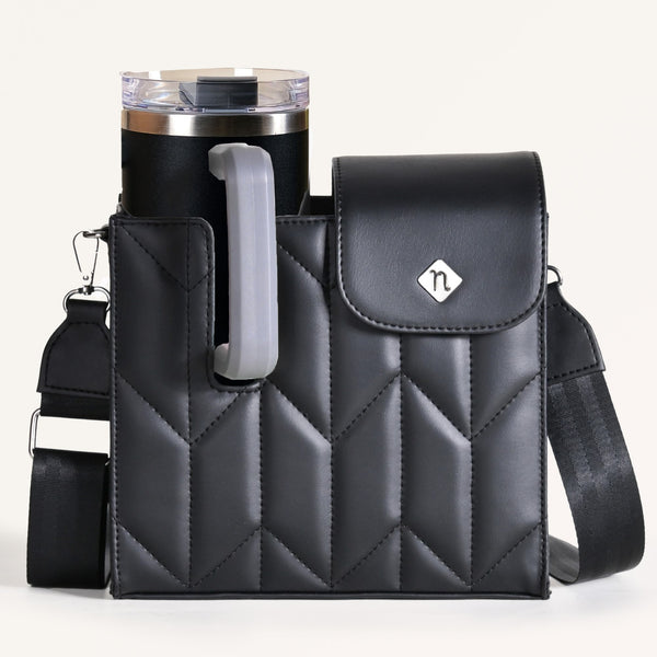 Black Crossbody Bag For Bottles