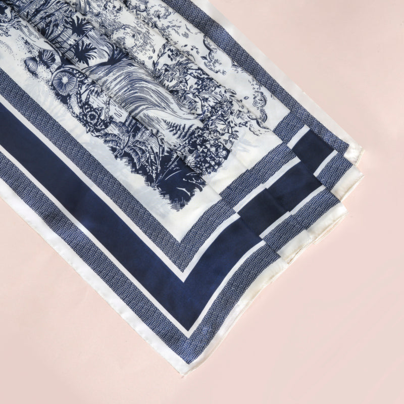 Black & White Scenery Fashion Silk Scarf
