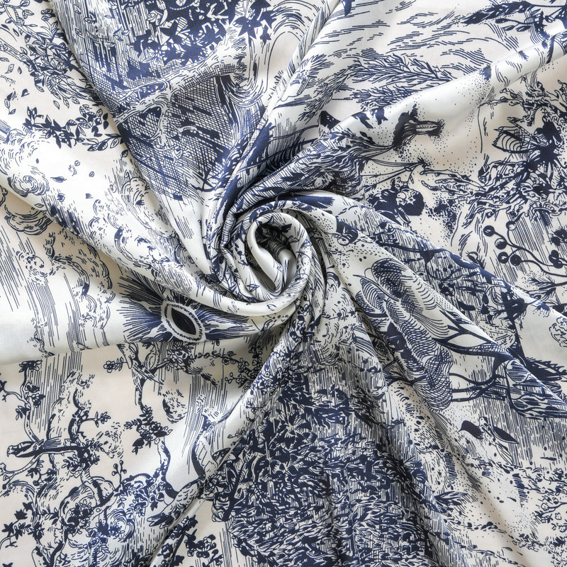 Black & White Scenery Fashion Silk Scarf