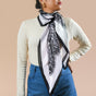 Black And White Printed Floral Square Scarf
