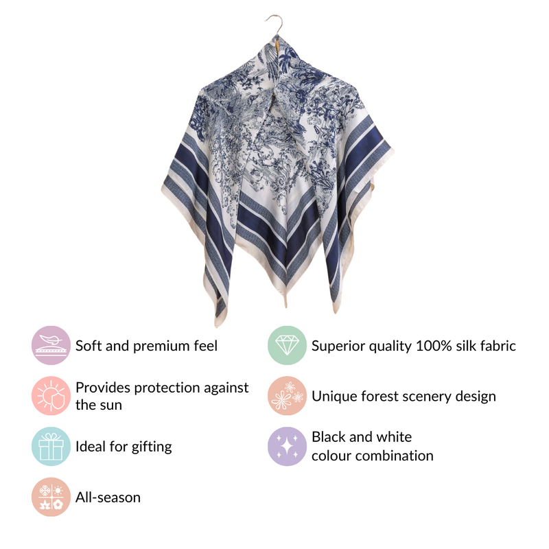Black & White Scenery Fashion Silk Scarf