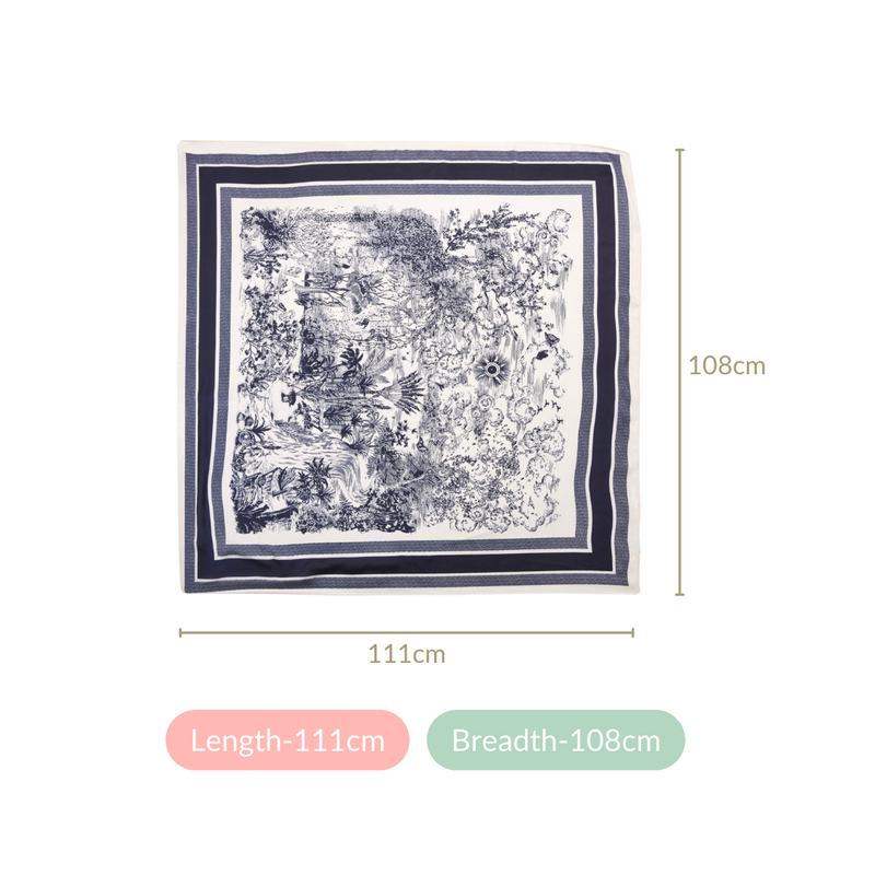 Black & White Scenery Fashion Silk Scarf
