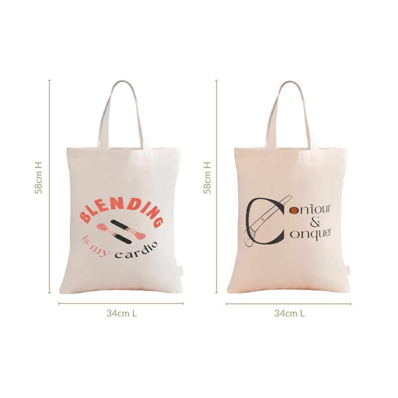 Blend And Contour Canvas Tote Bag For Women Set Of 2