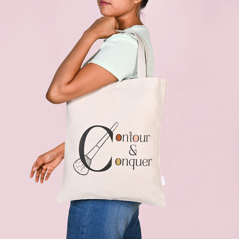 Blend And Contour Canvas Tote Bag For Women Set Of 2