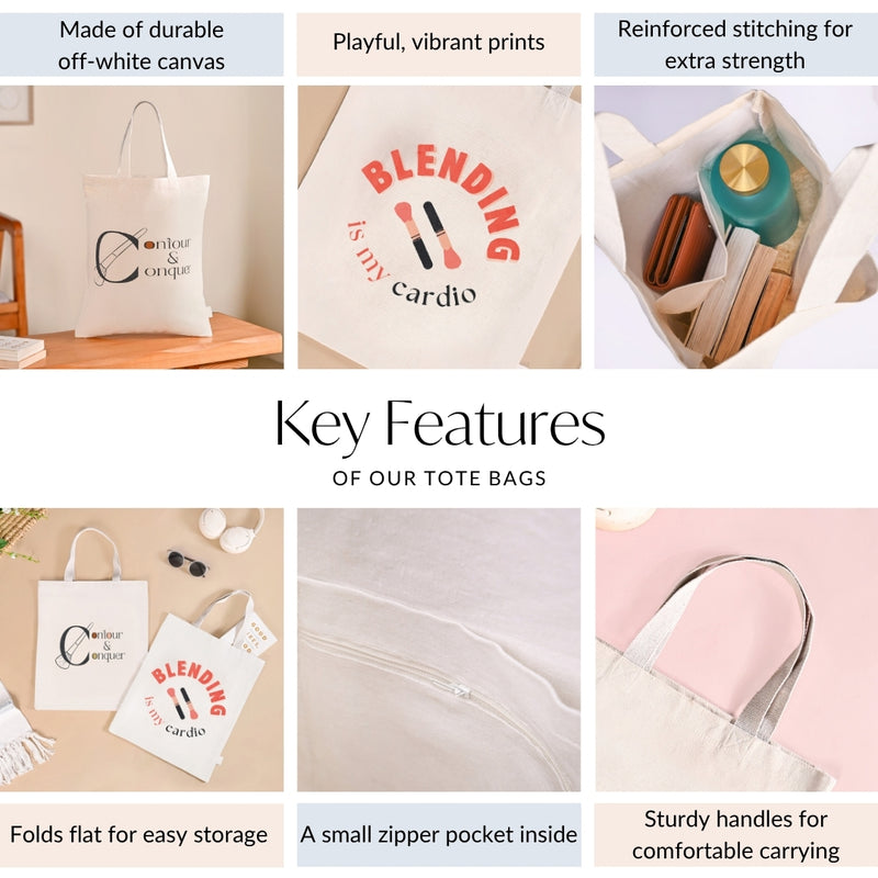 Blend And Contour Canvas Tote Bag For Women Set Of 2