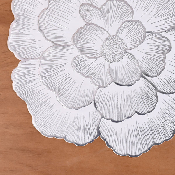 Silver And White Blooming Base Placemats Set Of 6