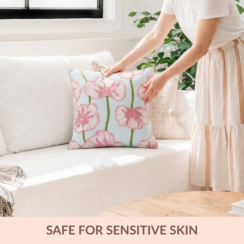 Blooming Blush Embroidered Cotton Cushion Cover 40x40cm