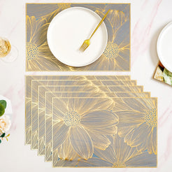 Blooming Flower Rectangle Table Mat Set Of 6