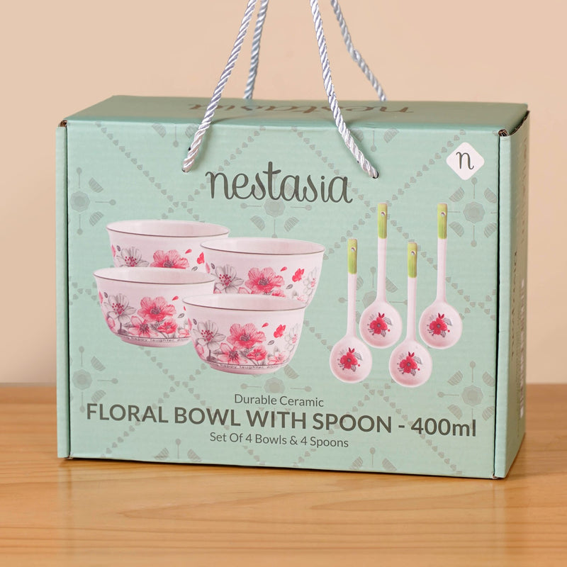 Blossom Charm Set Of 4 Bowls And Spoons 400ml