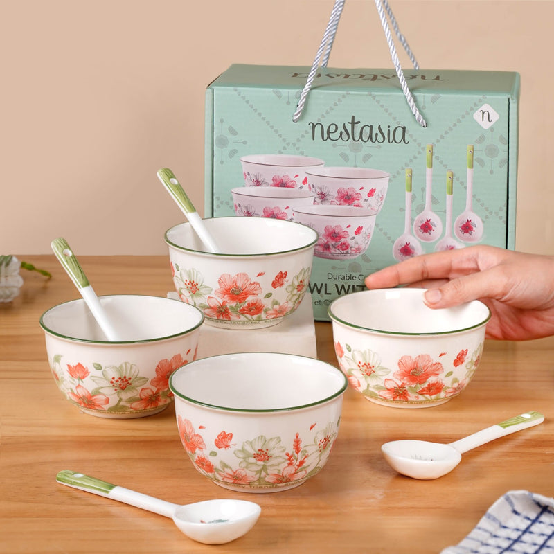 Blossom Charm Set Of 4 Bowls And Spoons 400ml
