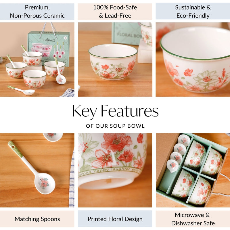 Blossom Charm Set Of 4 Bowls And Spoons 400ml