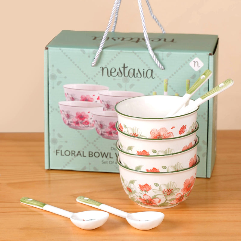 Blossom Charm Set Of 4 Bowls And Spoons 400ml