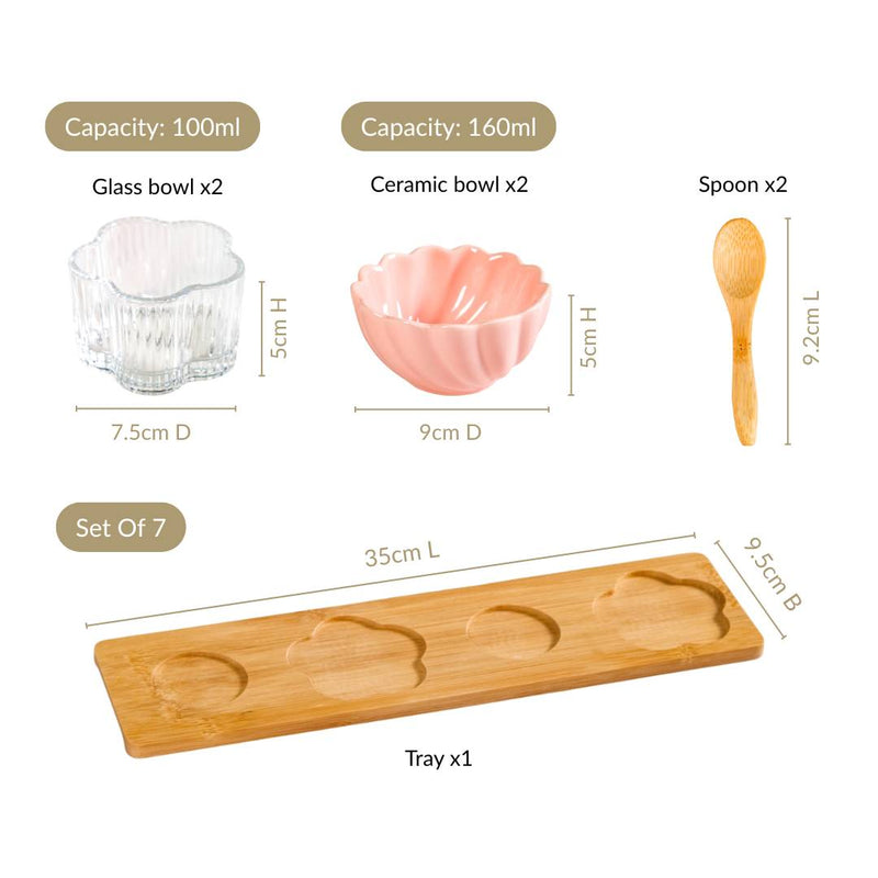 Blossom Bowls Serving Platter With Spoon Set Of 7