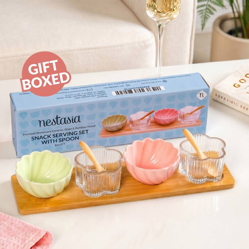 Blossom Bowls Serving Platter With Spoon Set Of 7