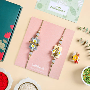 Blossoming Blue Floral Rakhi Gift Set