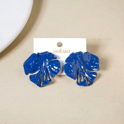 Blue Abstract Flower Stud