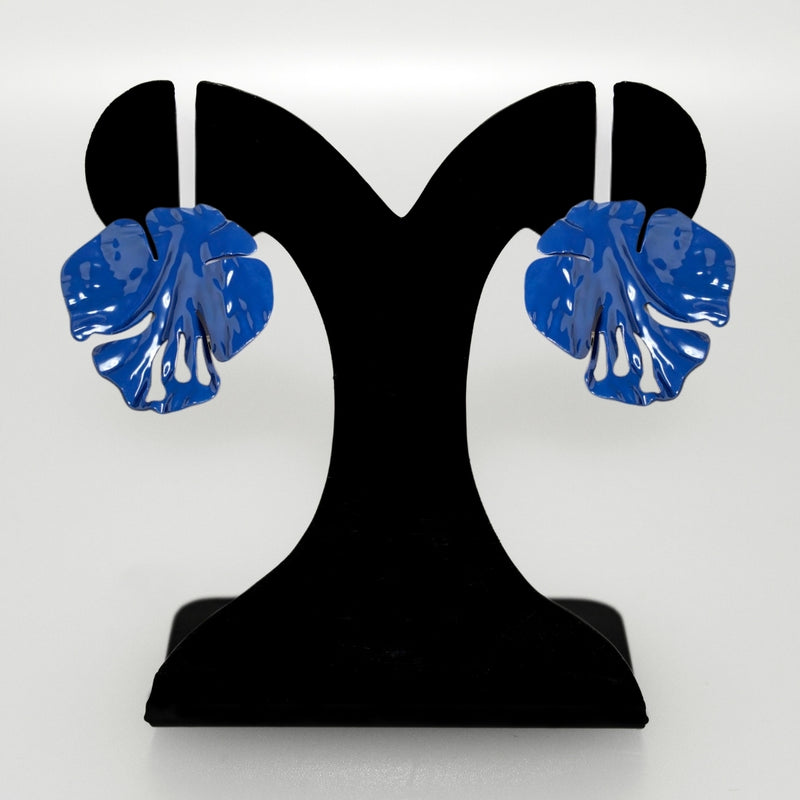 Blue Abstract Flower Stud