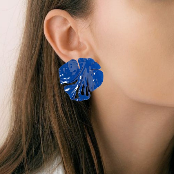 Blue Abstract Foliage Studs