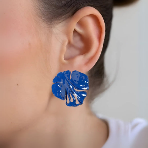 Blue Abstract Foliage Studs