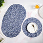 Blue And White Intrecciato Weave Round Table Mat Set Of 6