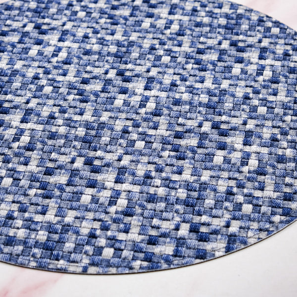 Blue And White Intrecciato Weave Round Table Mat Set Of 6