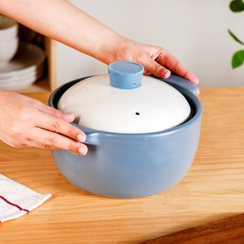 Blue And White Stovetop Ceramic Cookware 2000ml