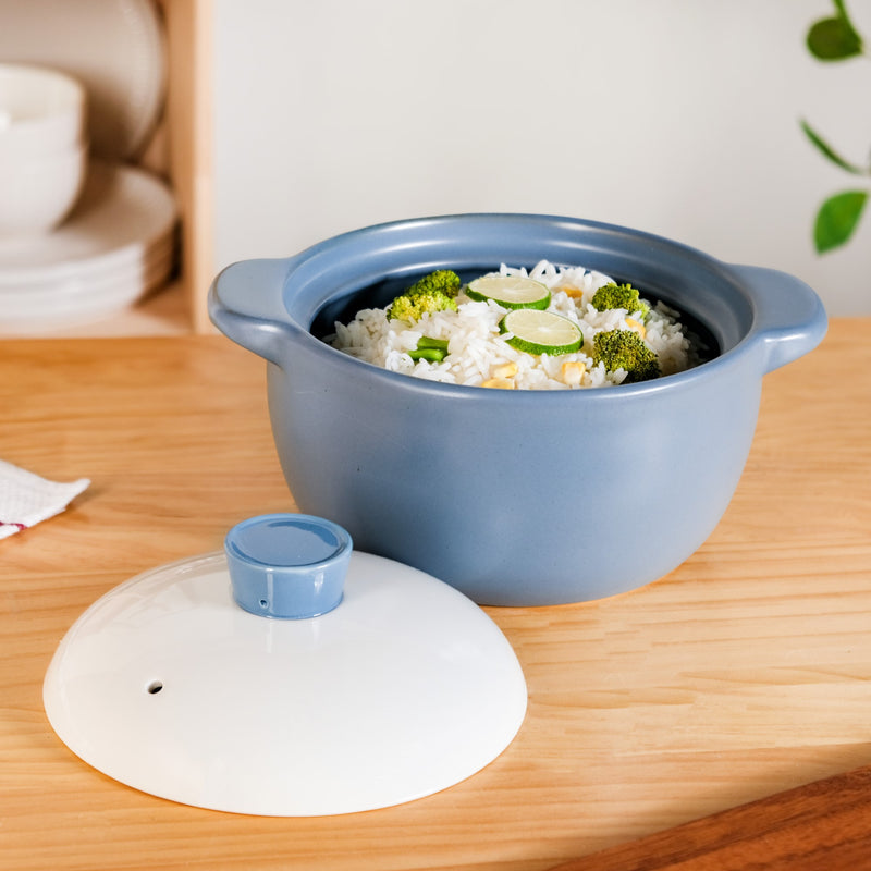 Blue And White Stovetop Ceramic Cookware 2000ml