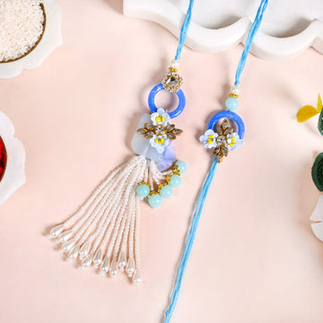 Blue Bloom Bond Rakhi Lumba Gift Set