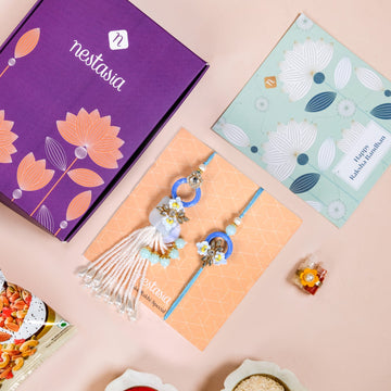 Blue Bloom Bond Rakhi Lumba Gift Set