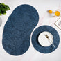 Blue Embossed Hibiscus Round Placemats Set Of 6