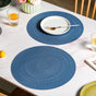 Blue Embossed Warli Design Round Table Mat Set Of 6