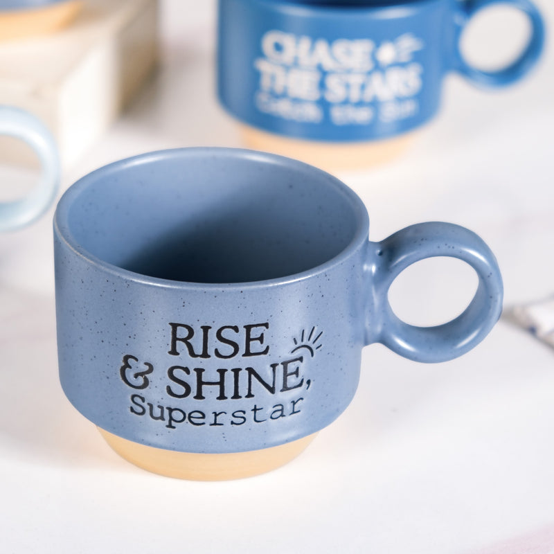 Blue Hue Morning Inspiration Stackable Cup Set Of 4 215ml