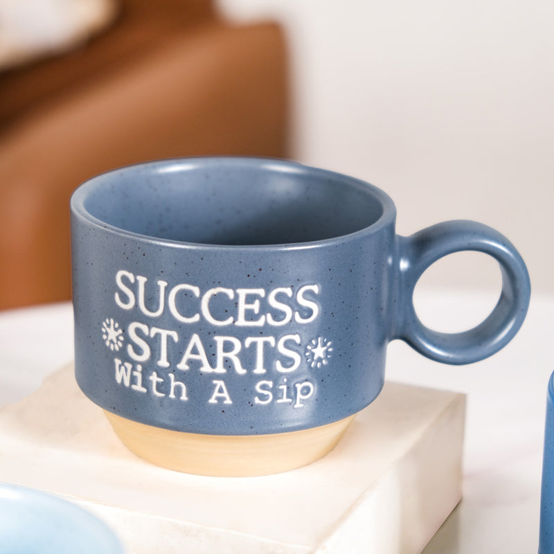 Blue Hue Morning Inspiration Stackable Cup Set Of 4 215ml