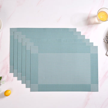 Blue Reversible Dining Table Mats Set Of 6