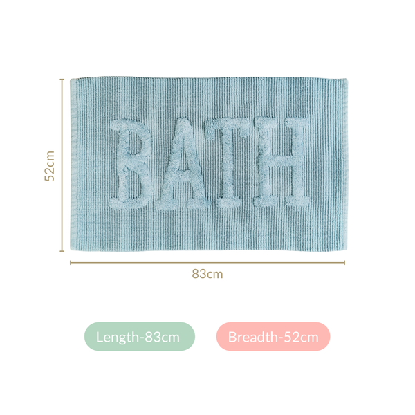 Ivory Blue Absorbent Bathroom Mat Large 32x20 Inch